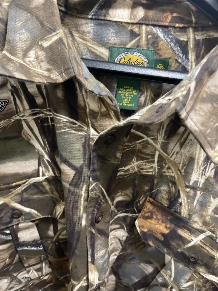 Cabelas Outdoor Hunting 2XL Advantage Max-4 HD Camo Waterfowl Vented Shirt - Image 2 of 4