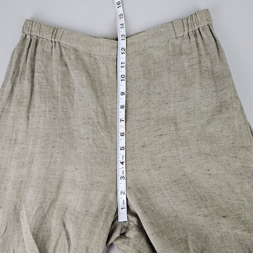 Flachs Damen hellbraun/grün fließende Caprihose Größe Small Lagenlook weites Bein - Bild 5 von 6