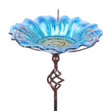 Bird Baths For Outdoors Glass Birdbath Bird Feeders Bowl Flower Pattern With Met