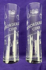 Rekorderlig Tall Cider Glasses x 2 Each 1Pint (568ml) Etched Pattern Collectable