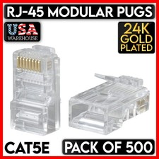 RJ45 Plug Modular Connector Cat5e Cable RJ-45 Plug 8P8C Ethernet Network 500 PCS