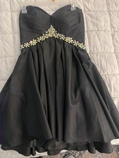 ALYCE Paris Black Strapless Beaded Corset Short Ballgown Prom Dress Size 8