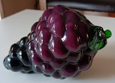 Vintage Murano Style Art Glass Hand Blown Kitchen Decor Fruit Purple Grapes