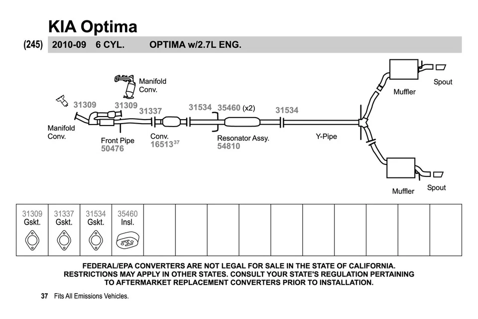 For Hyundai Sonata 02-05 Exhaust Manifold Flange Gasket Fiber & Metal Laminate Foto 4 de 4