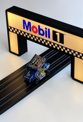 Mobil 1 Slot Car Track Racing Arch LED Lighted HO Scale Track Accessory