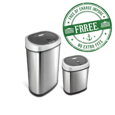 NINE STARS NINESTARS Motion Sensor Trash Can Combo CB-DZT-50-9/12-9 Silver BIG SALE NEW
