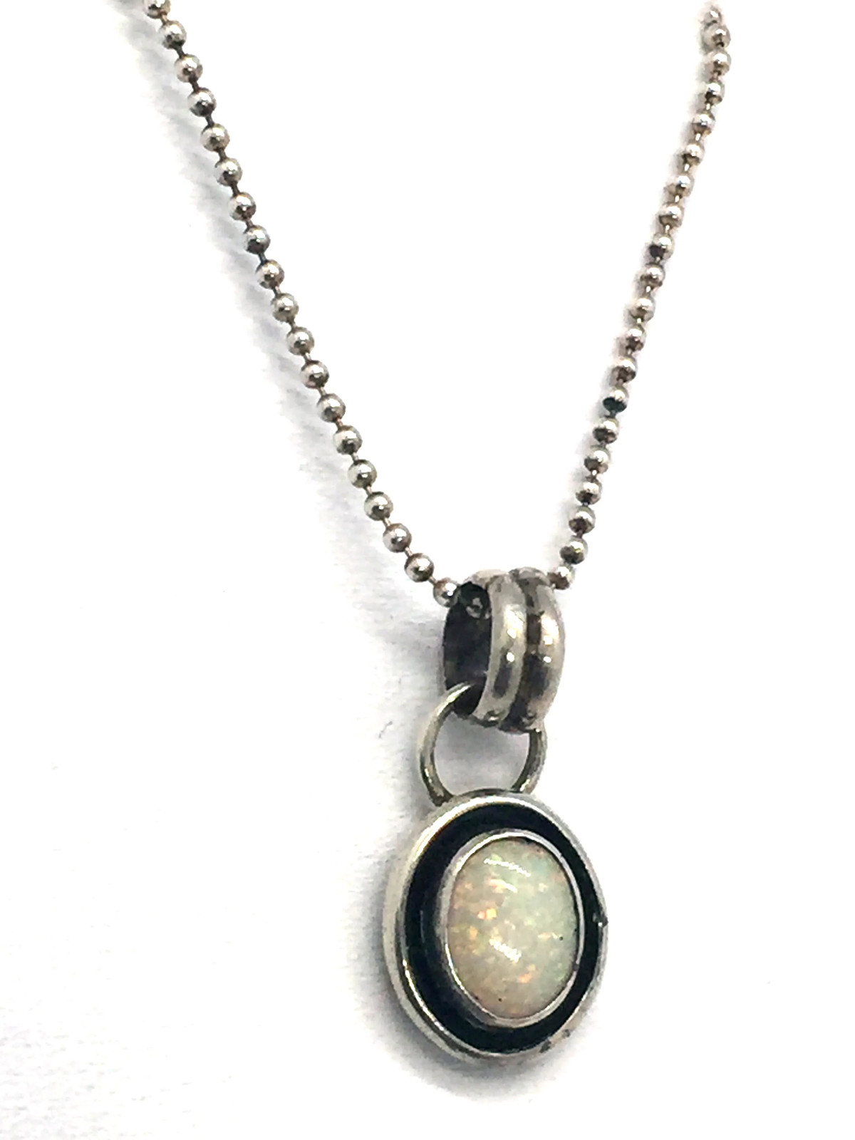 Solid Sterling Silver with Synthetic Opal Pendant… - image 7