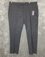 Michael Kors Mens Malone Classic Fit Plaid Stretch Suit Pants Gray Blue Passport