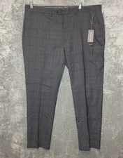 Michael Kors Mens Malone Classic Fit Plaid Stretch Suit Pants Gray Blue Passport