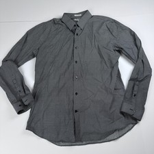 Express Shirt Mens XL 17.5 Black Extra Slim Fit Geometric Button Up Dress