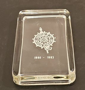 DAR Daughters of the American Revolution Clear Glass Paperweight 4" x 2.5"