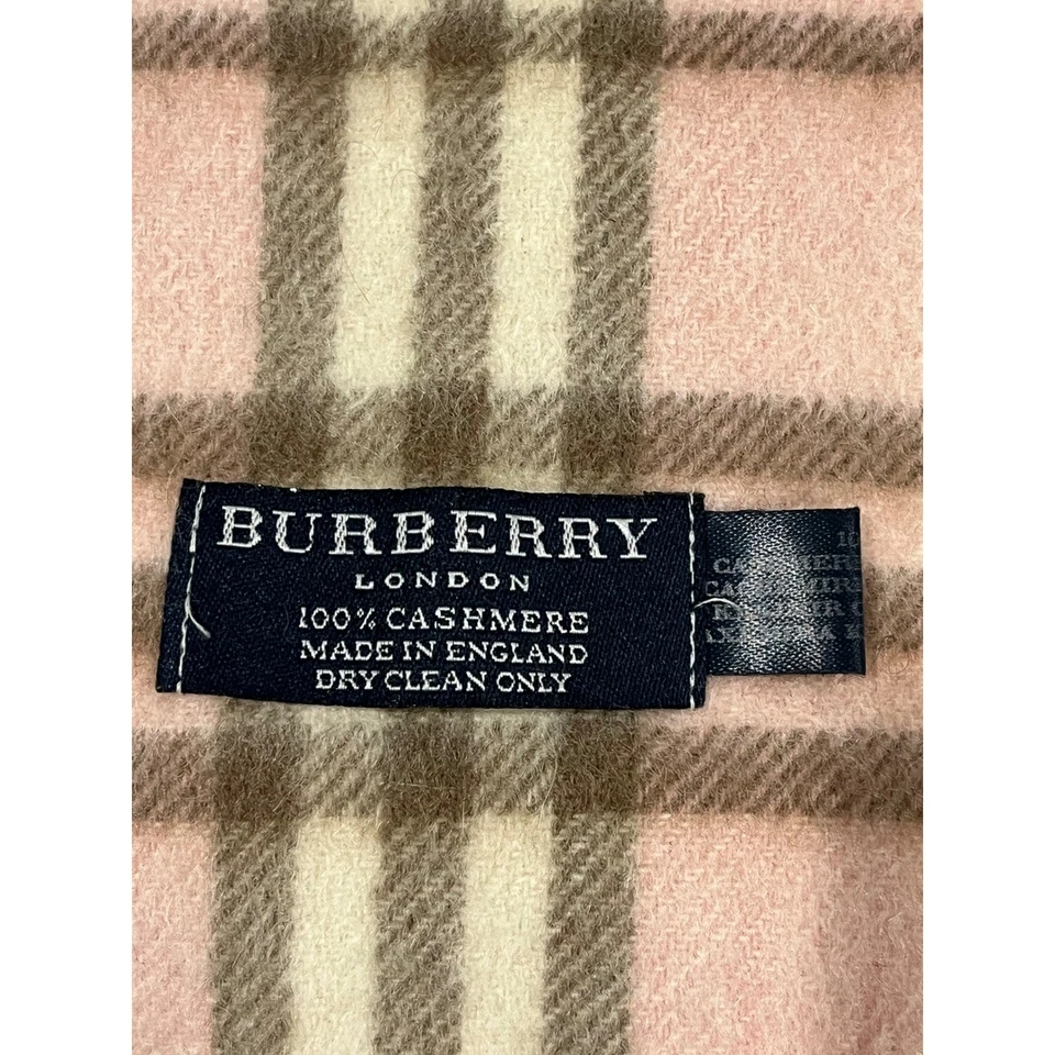 Bufanda Burberry London rosa cachemir a cuadros flecos Inglaterra Foto 2 de 4