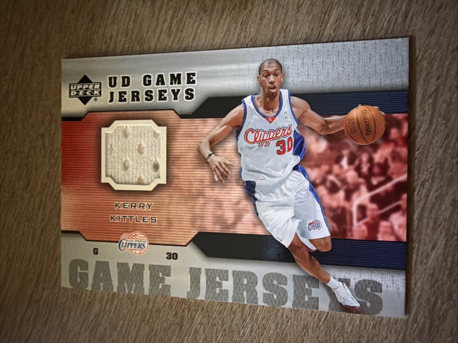 Kerry Kittles 2005 Upper Deck Game Used Jersey Card #GJ-KK.LA Clippers. MEM view 1