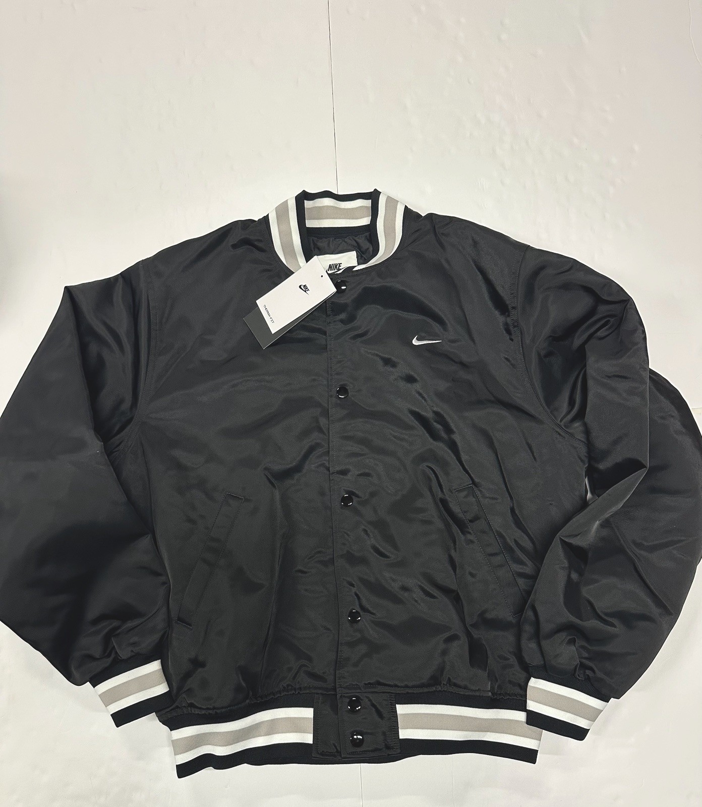 SACAI X NIKE Nuova giacca uomo Nike Therma Fit autentica Dugout nera raso DX0658 010 $155 MD