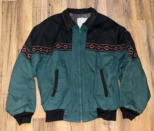 Canyon Guide Outfitters Aztec Blanket Lined Bomber Jacket Men Large USA VTG - product listing photo