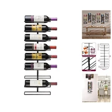 Stylish 9-Bottle Wall Wine Rack - Perfect for Champagne & Liquor in Black Finish