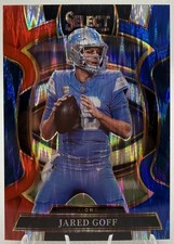 JARED GOFF 2025 PANINI SELECT CONCOURSE LEVEL RED BLUE PRIZM SHOCK DETROIT LIONS