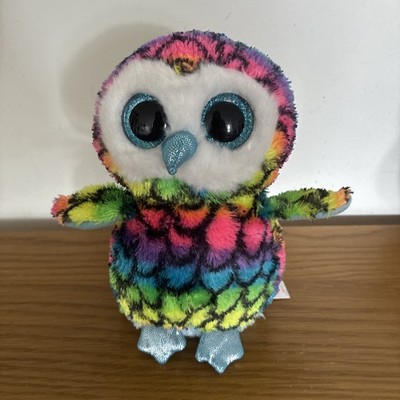 TY Aria Tysilk Eule Stofftier Top Zustand Plüschtier 6,5 Zoll Regenbogen 2016