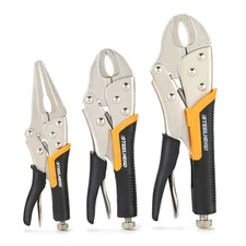 STEELHEAD 3-Piece Locking Pliers Set, 10-inch Curved Jaw, 7-Inch Curved Jaw &...