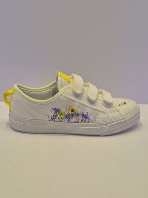 Adidas Originals  White Kids Nizza Hook & Loop Sneakers Size 2.5 New