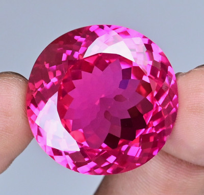 82.45 Ct Natural Mogok Pink Ruby Round Certified Flawless Loose Gemstone
