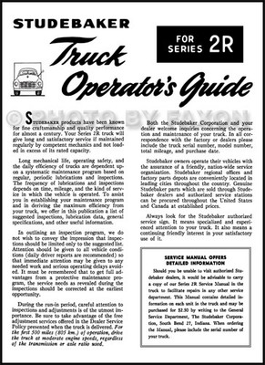 Studebaker 2R Truck Betriebsanleitung 1949-1953 Pickup Bedienungsbuch