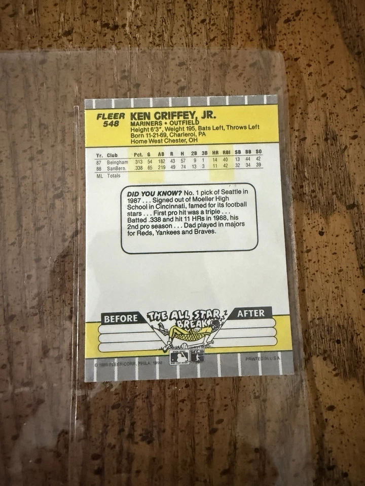 Fleer 1989 - Ken Griffey Jr #548 brillante (RC) Foto 2 de 2