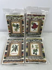 4 Of Vtg Hazel's Needlework Crewel Kit 100% Persian Wool 5X7 Framed Size NEW