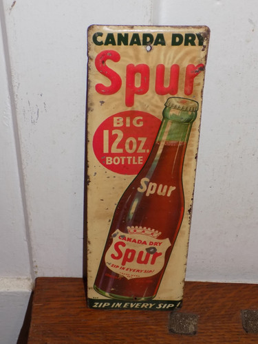 Vintage Canada Dry Spur Embossed Metal Door Push