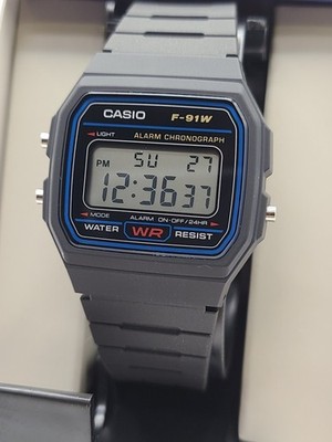 Casio 593 F-84W Digital Watch Men 33mm Alarm Chronograph Black Resin Strap