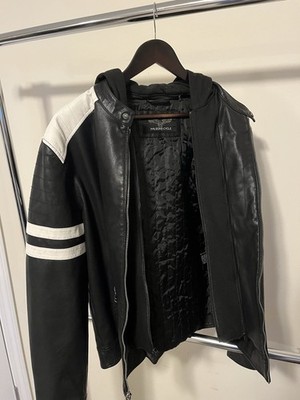 MENS WILSONS M. JULIAN BLACK LEATHER MOTO CAFE RACER JACKET VINTAGE, NOS!