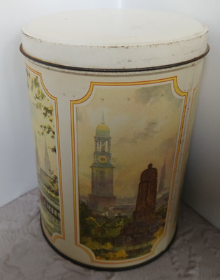 Blechdose Kaffeedose Messmer Hamburg Hafen 50er 60er Jahre Vintage guter Zustand