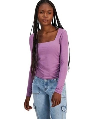 Madden Girl Junior's Ballet-Neck Long-Sleeve Tee Valerian X-Large