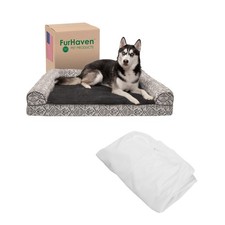 Furhaven dog bed SOFA Sofa - Boulder Gray, Jumbo/XL W/same size waterproof li...