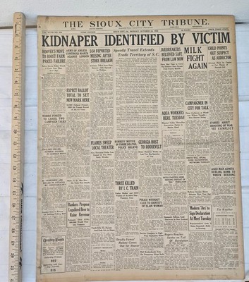 10/24 1932 Sioux City IA Tribune Newspaper KIDNAPPER IDENTIFIED BY VICTIM