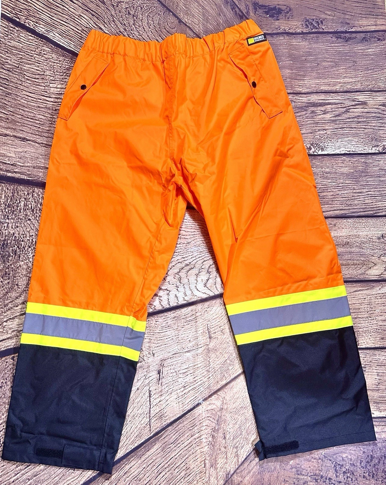 Holmes High-Vis Workwear Waterproof Pants Orange/Black/Yellow Mens Size XL