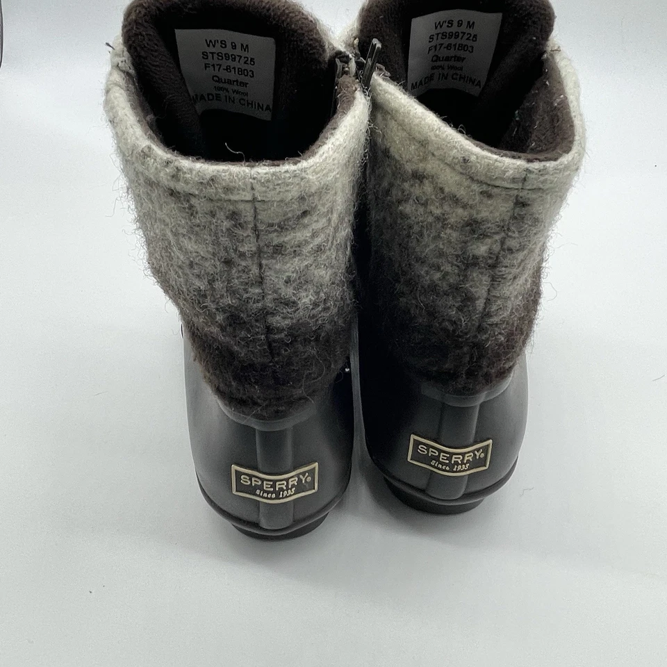 Botas de chuva Sperry Top-Sider lã água salgada botas sapatos femininos tamanho 9 M marrom - Imagem 3 de 4