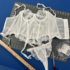 VTG Victorias Secret Gold Label Bustier / Corset Top Size 34 Thong OS White