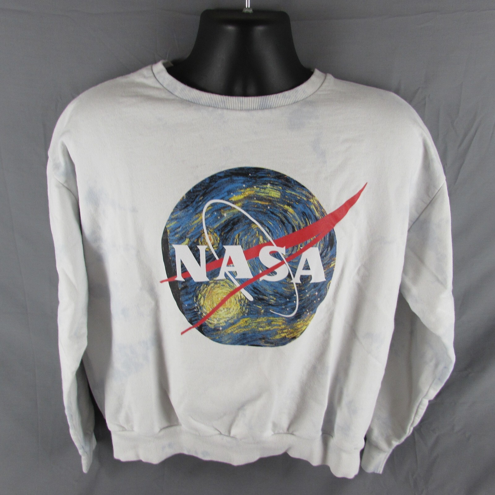 NASA Sweatshirt Womenu0026#039;s Large Starry Night Logo Tie Dye Cotton Blend  Crew Neck | eBay
