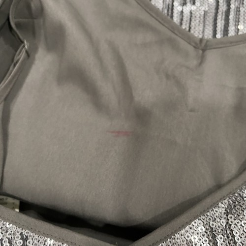 Anthropologie Amelie Gray Silver Sequin Tank Beaded Cami Sz 8 Glam Festive - Picture 11 of 11