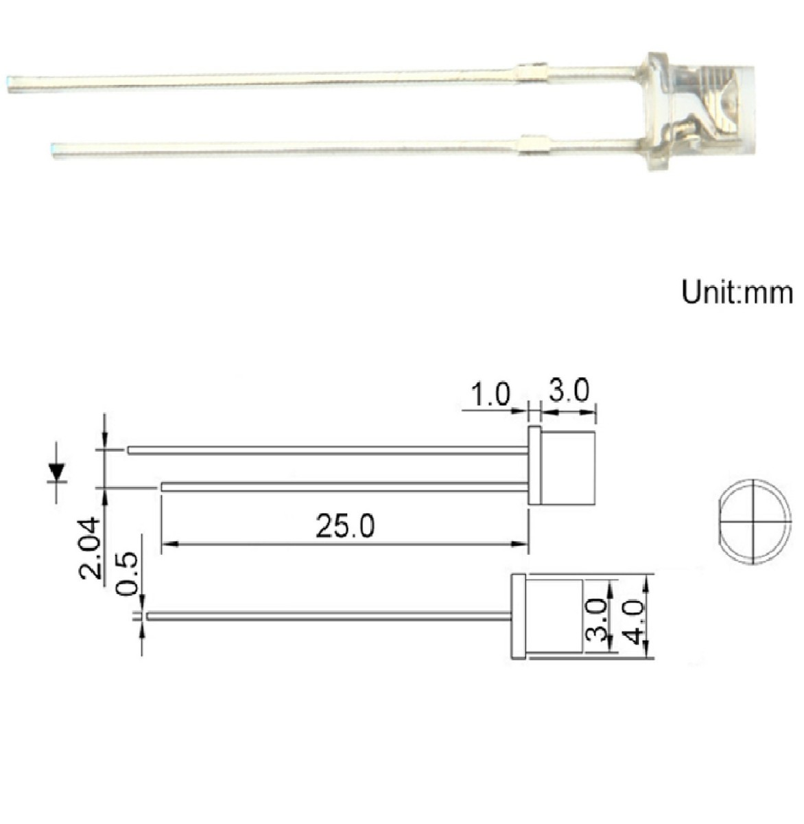 LED Testa Piatta Alta 2 Mm Precablato (20 Cm): Multicolore, Tensione 3V-380V, Per Elettronica
