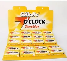 100 Gillete 7 O'Clock SharpEdge Double Edge Safety Razor Blades made in Russia