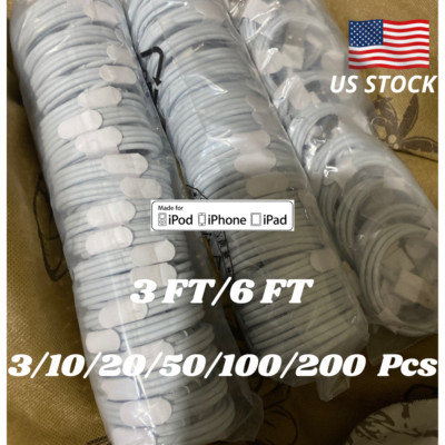 Wholesale Bulk Lot USB Cable 3/6FT For iPhone XR 6 7 8 11 12 13 14 Charger Cord