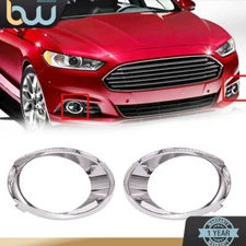 Pair of Fog Light Lamp Chrome Ring Cover Bezel Trim For 2013-2016 Ford Fusion