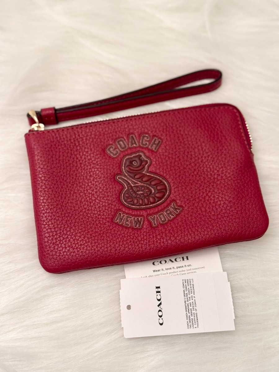 COACH CZ529 New Year 2025 Corner Zip Wristlet With Snake Graphic