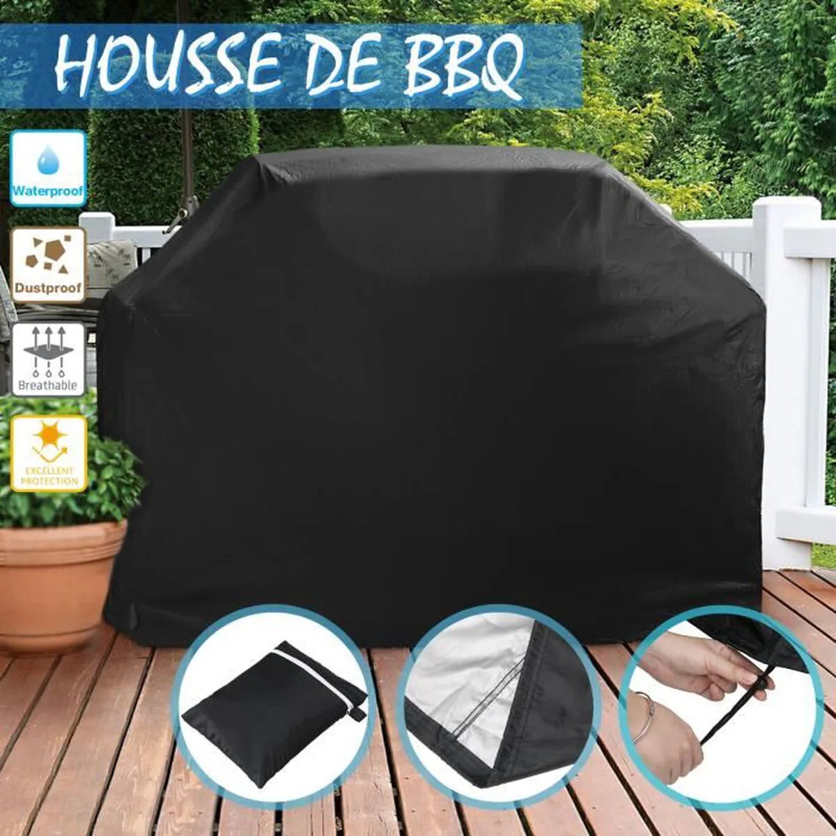 Housse de protection barbecue haut de gamme bâche en tissu Oxford épais