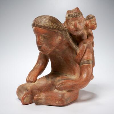 Colima Pre Colombian Style Mexico Mother Woman Babies Vase Vessel Planter Pot