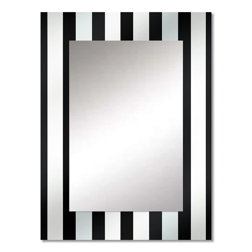 Designart "Black and White Striped Lines Harmony" Abstract Black Wall