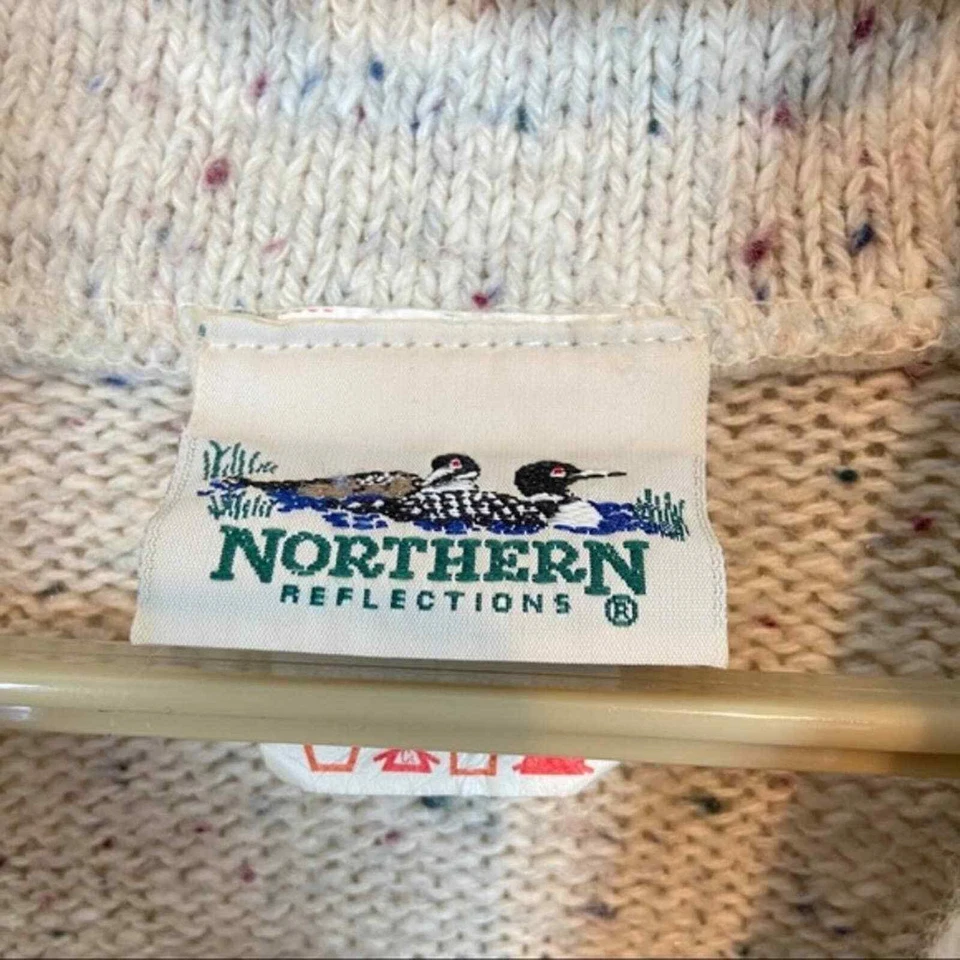 Fisherman Sweater Men's SZ L Cream Fleck High Neck Pullover Northern Reflections - Image 4 of 4