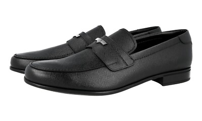 PRADA SAFFIANO LOGO PENNY LOAFER DRESS SHOES 2DB153 BLACK  display picture 1